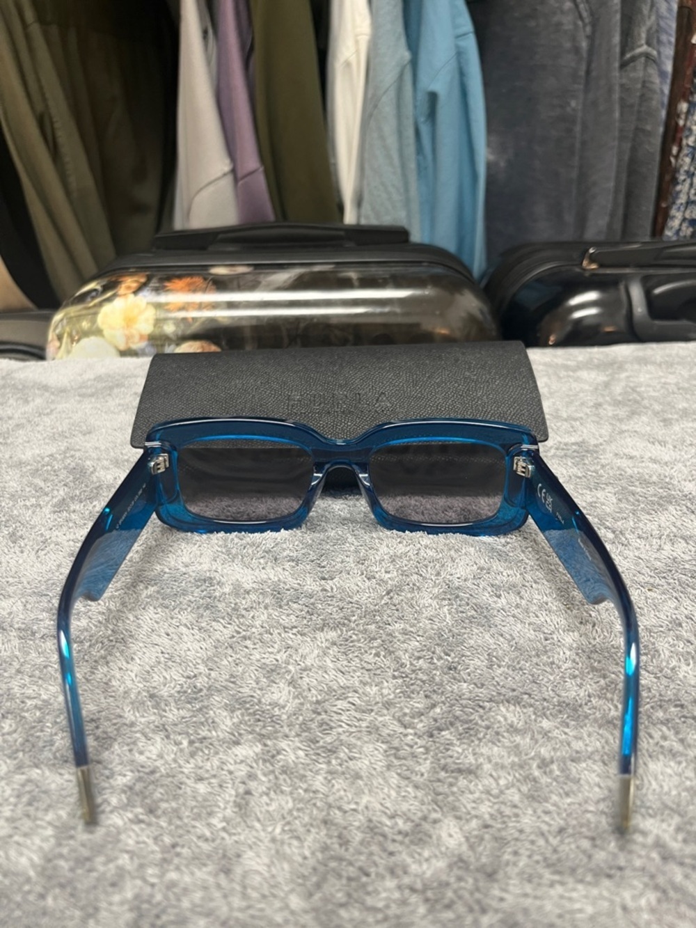 Furla Teal-Blue Rectangular Women's Sunglasses - Picture 5 of 5